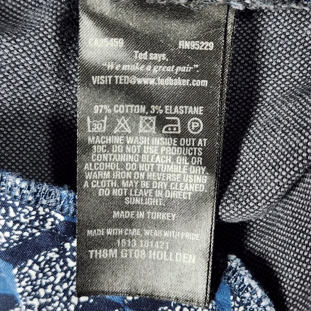 Ted Baker Chino Pants Mens 34L Slim Fit Micro Pattern Charcoal Grey Like New
